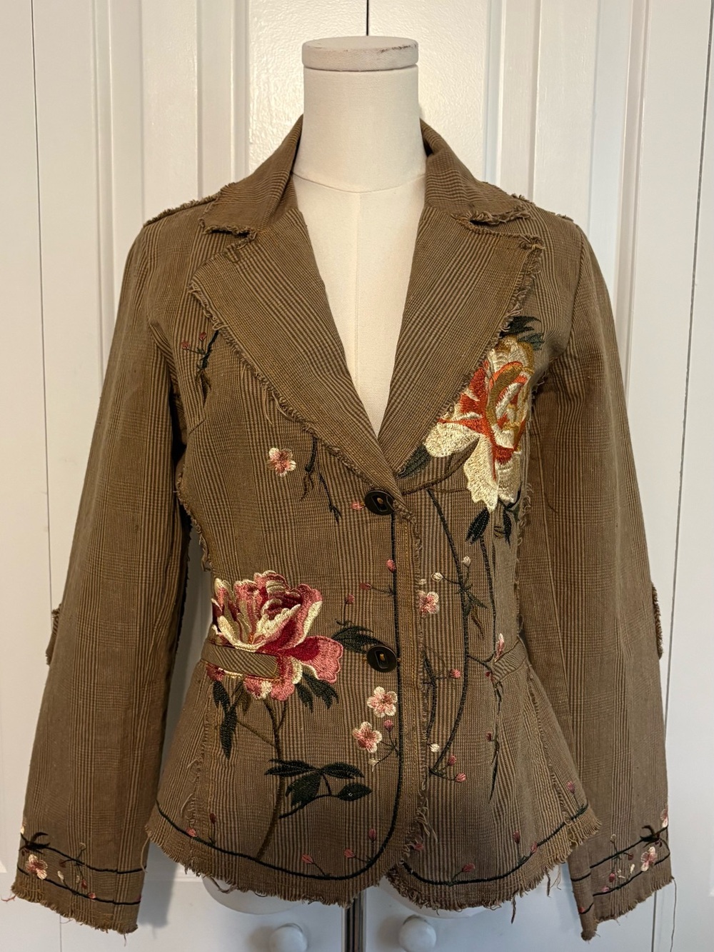 WE, Embroidered Brown Floral Blazer/Jacket